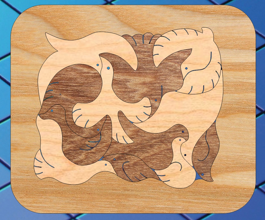 طرح بازی پازل پرنده مناسب برای استفاده در دستگاه های cnc چوب و cnc لیزر - laser cut bird puzzle game cdr file