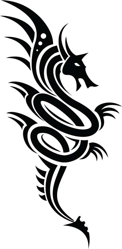 طرح فایل وکتور خالکوبی اژدها . مناسب برای استفاده در دستگاه های cnc چوب و cnc لیزر - dragon tattoo vector eps file