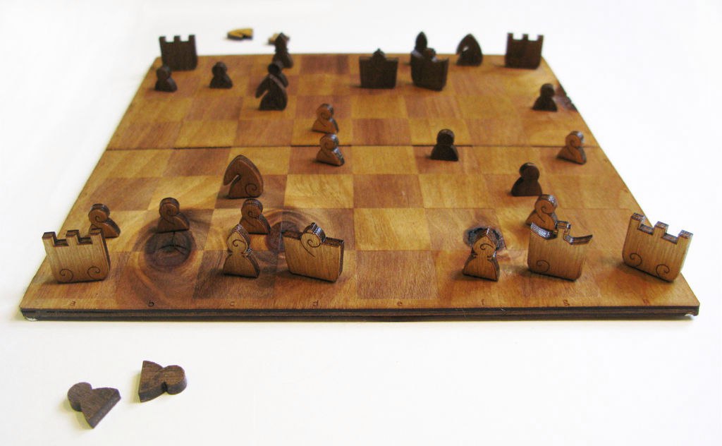 طرح شطرنج سه لایی با ضخامت 3 میلی متر مناسب برای استفاده در دستگاه های cnc چوب و cnc لیزر - laser cut chess plywood 3mm cdr file