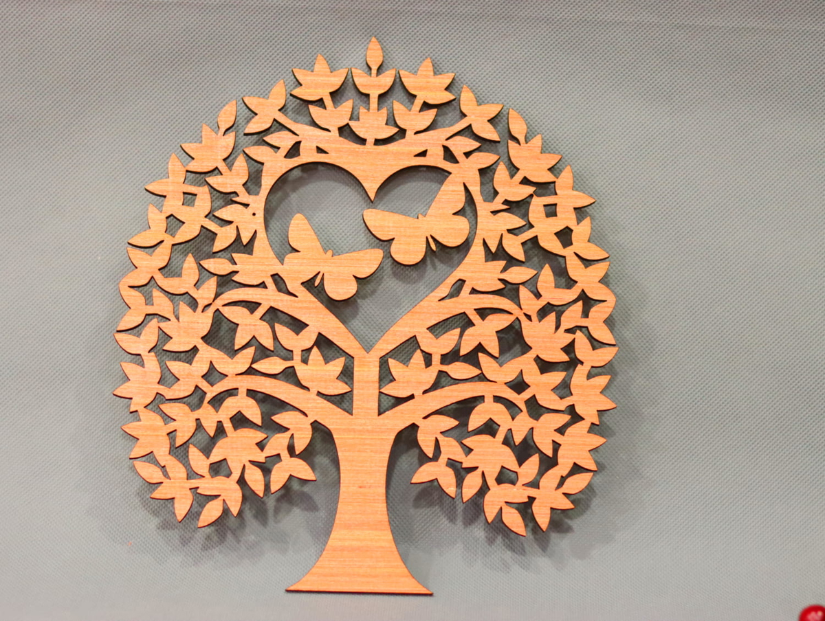 طرح دکور چوبی طرح درخت قلبی مناسب برای استفاده در دستگاه های cnc چوب و cnc لیزر - laser cut wooden heart tree decor cdr file