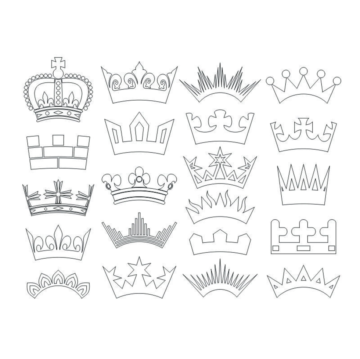 طرح مجموعه تاج مناسب برای استفاده در دستگاه های cnc چوب و cnc لیزر - crown set dxf file