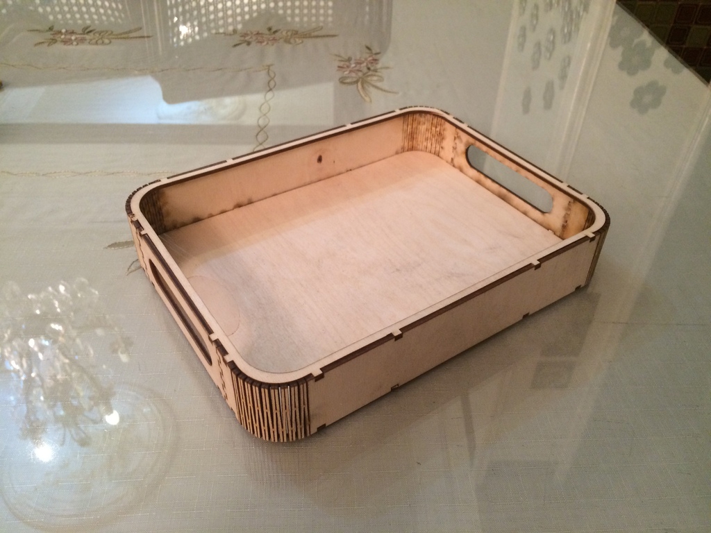 طرح سینی پذیرایی چوبی مناسب برای استفاده در دستگاه های cnc چوب و cnc لیزر - laser cut wooden serving tray dxf file