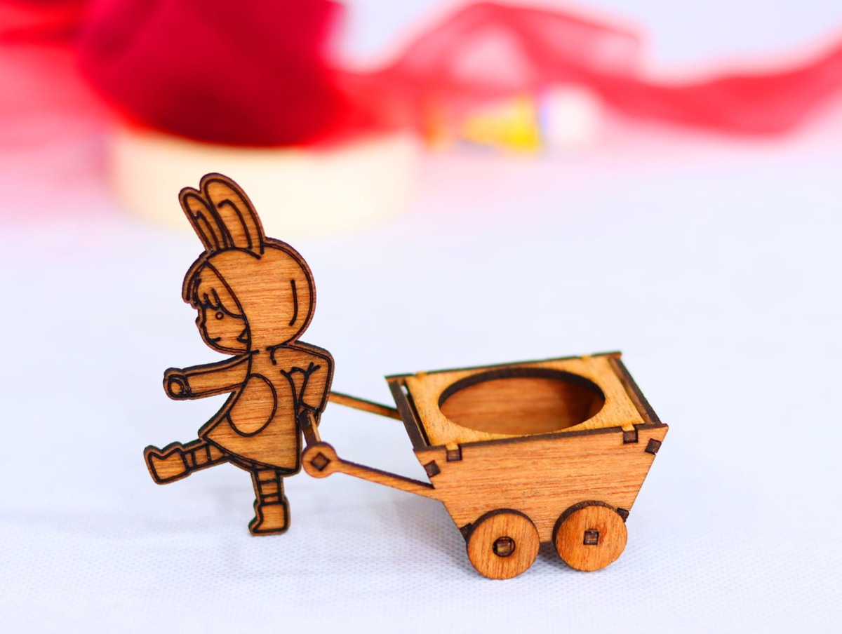 طرح سه بعدی سبد تخم مرغ عید پاک مناسب برای استفاده در دستگاه های cnc چوب و cnc لیزر - laser cut easter egg cart 3mm cdr file