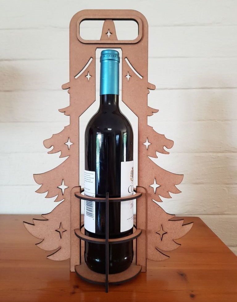 طرح سه بعدی جا لیوانی کریسمس مناسب برای استفاده در دستگاه های cnc چوب و cnc لیزر - laser cut christmas wine holder 3mm cdr file