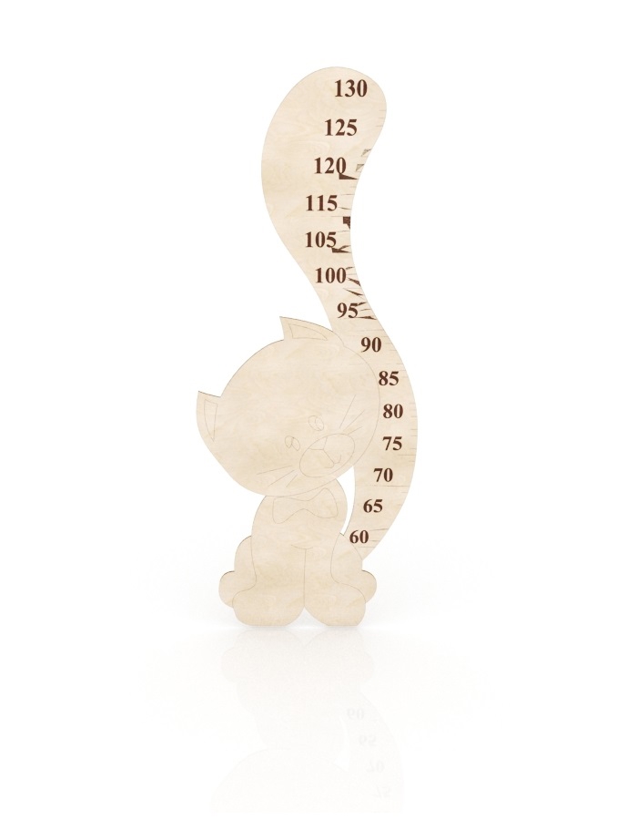 طرح نمودار رشد قد گربه ناز ، مناسب برای استفاده در دستگاه های cnc چوب و cnc لیزر - laser cut cute cat growth height chart cdr file
