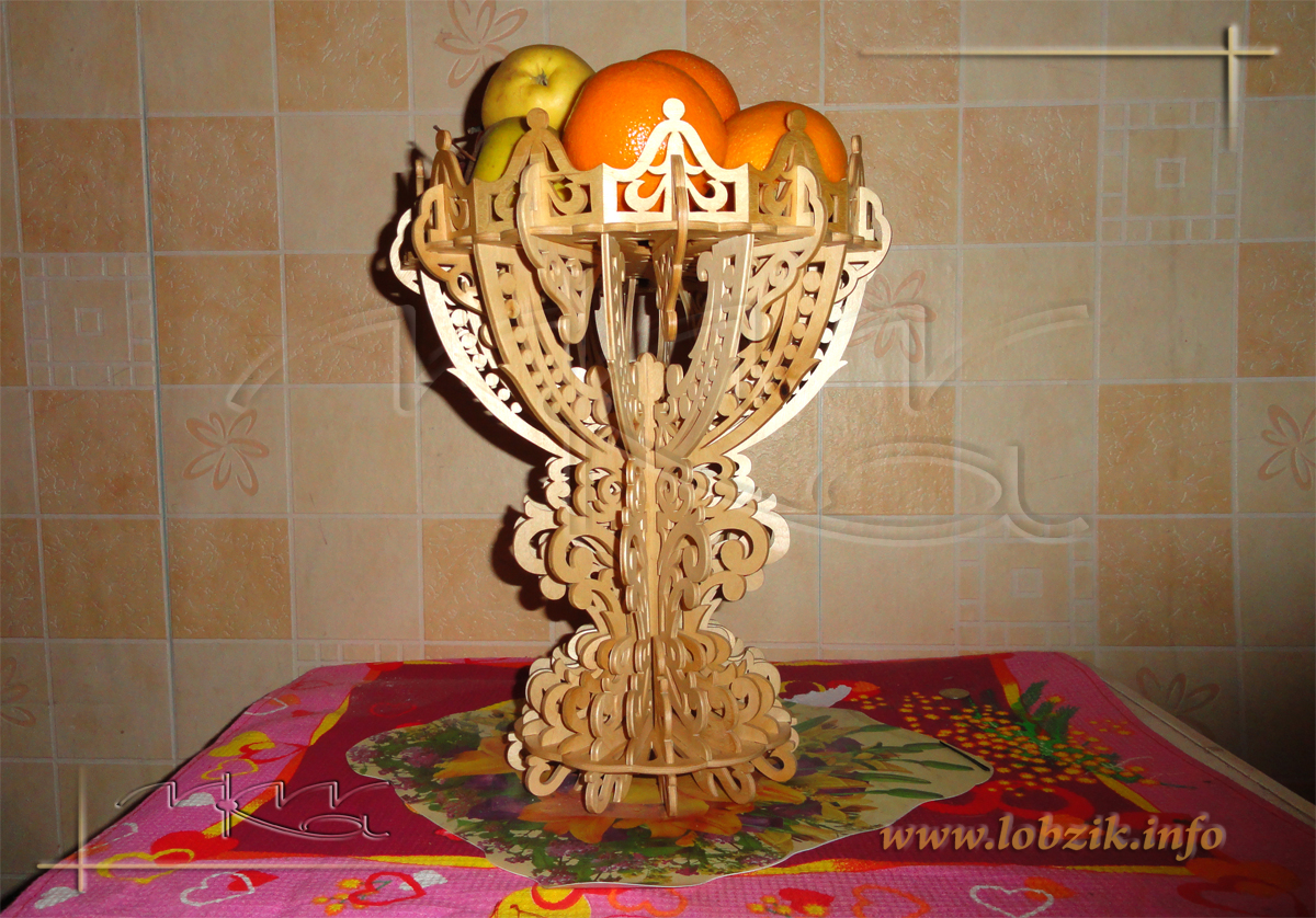 طرح گلدان و کاسه میوه با اره مویی مناسب برای استفاده در دستگاه های cnc چوب و cnc لیزر - decorative vase fruit bowl with stand laser cut scroll saw plans cdr file