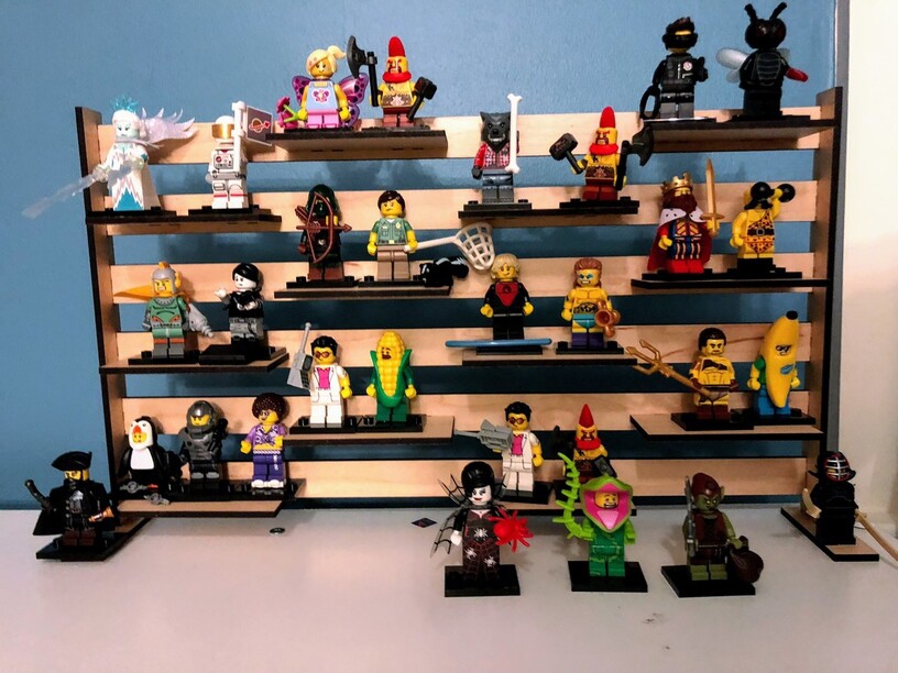 طرح قفسه و پایه نمایش لگو مناسب برای استفاده در دستگاه های cnc چوب و cnc لیزر - laser cut lego display stand shelf svg file