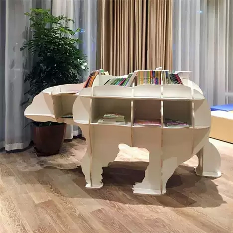 طرح قفسه کتاب خرس قطبی مناسب برای استفاده در دستگاه های cnc چوب و cnc لیزر - laser cut polar bear bookshelf dxf file