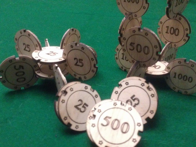 طرح و چیپ های پوکر قابل اتصال مناسب برای استفاده در دستگاه های cnc چوب و cnc لیزر - laser cut joinable poker chips svg file
