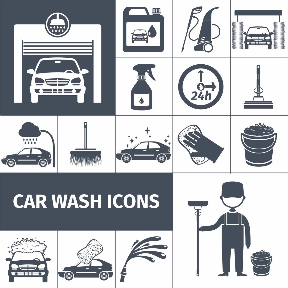 طرح آیکون‌های شستشوی ماشین مناسب برای استفاده در دستگاه های cnc چوب و cnc لیزر - car wash icons cdr file