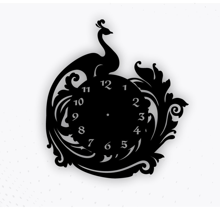 طرح ساعت وینیل طرح طاووس مناسب برای استفاده در دستگاه های cnc چوب و cnc لیزر - laser cut peacock vinyl record clock cdr file