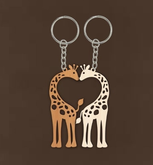 طرح جاکلیدی زرافه مناسب برای استفاده در دستگاه های cnc چوب و cnc لیزر - laser cut giraffe keychain cdr file