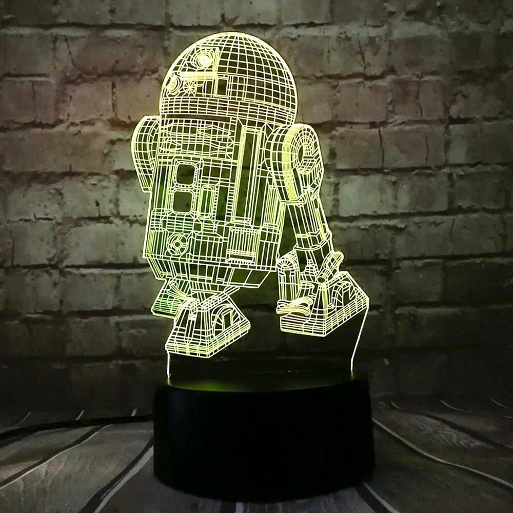 طرح چراغ توهم سه بعدی جنگ ستارگان R2 D2 مناسب برای استفاده در دستگاه های cnc چوب و cnc لیزر - laser cut star wars r2 d2 3d illusion lamp cdr file