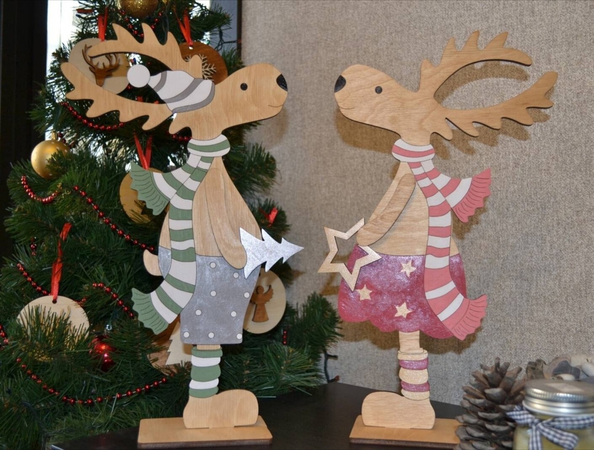طرح گوزن چوبی کریسمس مناسب برای استفاده در دستگاه های cnc چوب و cnc لیزر - laser cut wooden deer christmas ornaments cdr file