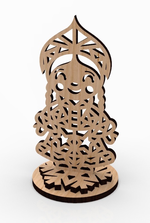 طرح عروسک برفی با ضخامت ۳ میلی‌متر مناسب برای استفاده در دستگاه های cnc چوب و cnc لیزر - laser cut snow maiden 3mm cdr file