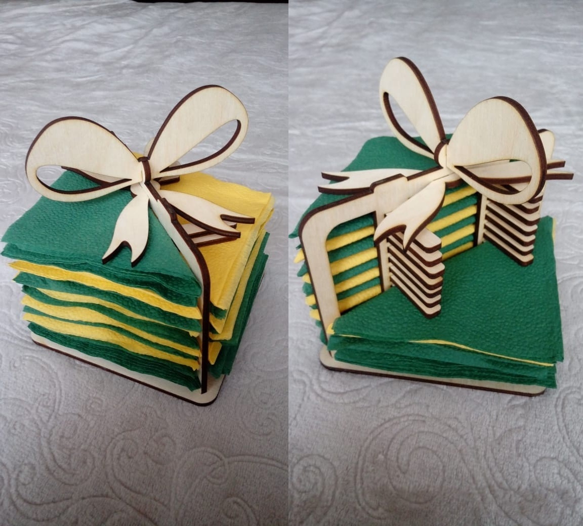 طرح جا دستمال سفره هدیه مناسب برای استفاده در دستگاه های cnc چوب و cnc لیزر - laser cut napkin holder gift cdr file
