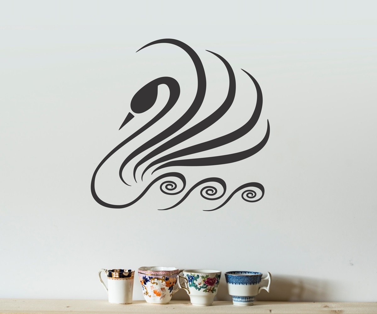طرح قو برای دکور دیوار مناسب برای استفاده در دستگاه های cnc چوب و cnc لیزر - laser cut swan wall decor cdr file