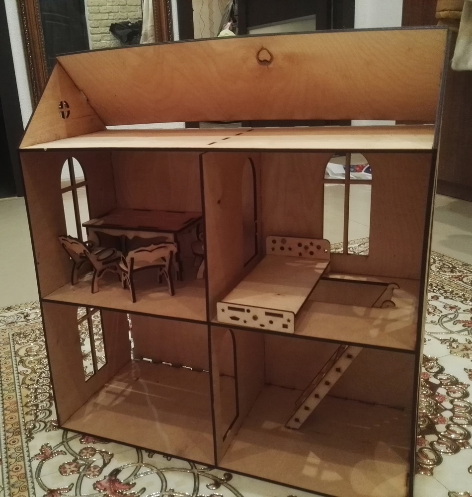 طرح خانه عروسک چوبی مناسب برای استفاده در دستگاه های cnc چوب و cnc لیزر - laser cut wooden doll house kit cdr file