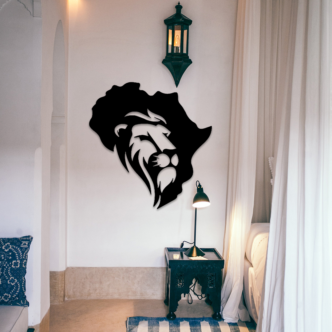 طرح شیر آفریقایی برای تزیین دیوار مناسب برای استفاده در دستگاه های cnc چوب و cnc لیزر - laser cut african lion wall decor dxf file