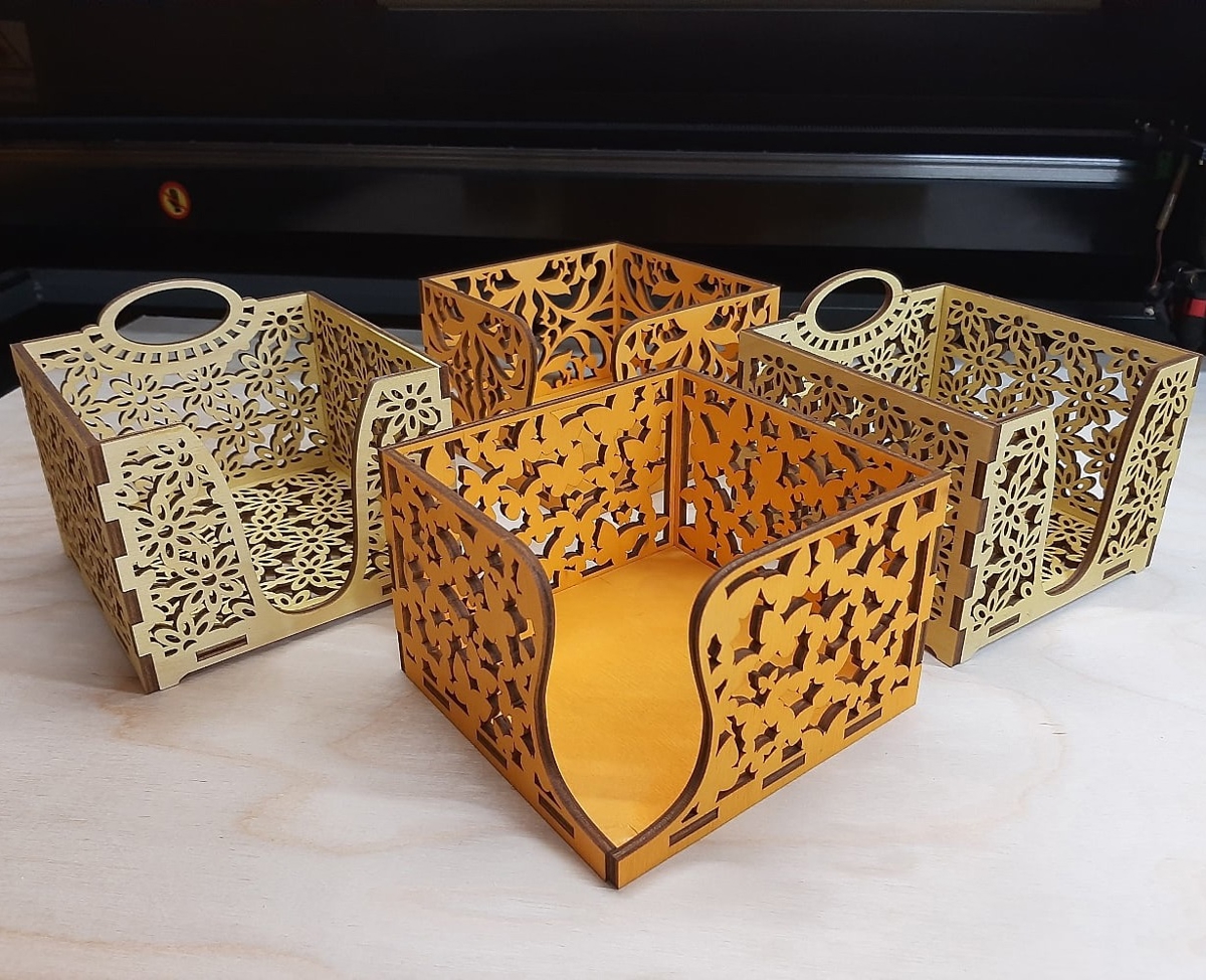 طرح جا دستمال مربعی مناسب برای استفاده در دستگاه های cnc چوب و cnc لیزر - laser cut square napkin holder cdr file