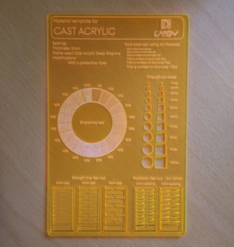 طرح فایل AI کارت تست مواد مناسب برای استفاده در دستگاه های cnc چوب و cnc لیزر - laser cut material test card ai file