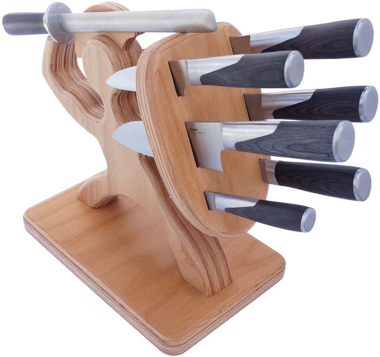 طرح چاقو جنگجوی اسپارتان مناسب برای استفاده در دستگاه های cnc چوب و cnc لیزر - laser cut spartan warrior knife block cdr file