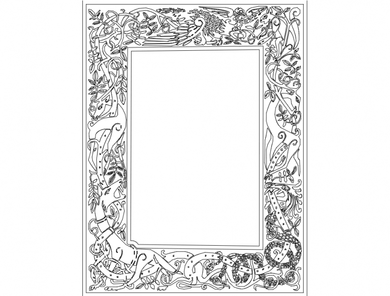 طرح قاب عکس طرح سلتیک مناسب برای استفاده در دستگاه های cnc چوب و cnc لیزر - celtic clip art frame dxf file