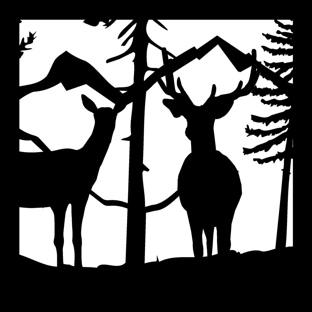 طرح برش پلاسما آماده کوه های buck doe در ابعاد ۲۴ در ۲۴ مناسب برای استفاده در دستگاه های cnc چوب و cnc لیزر - 24 x 24 buck doe mountains ready plasma cut dxf file
