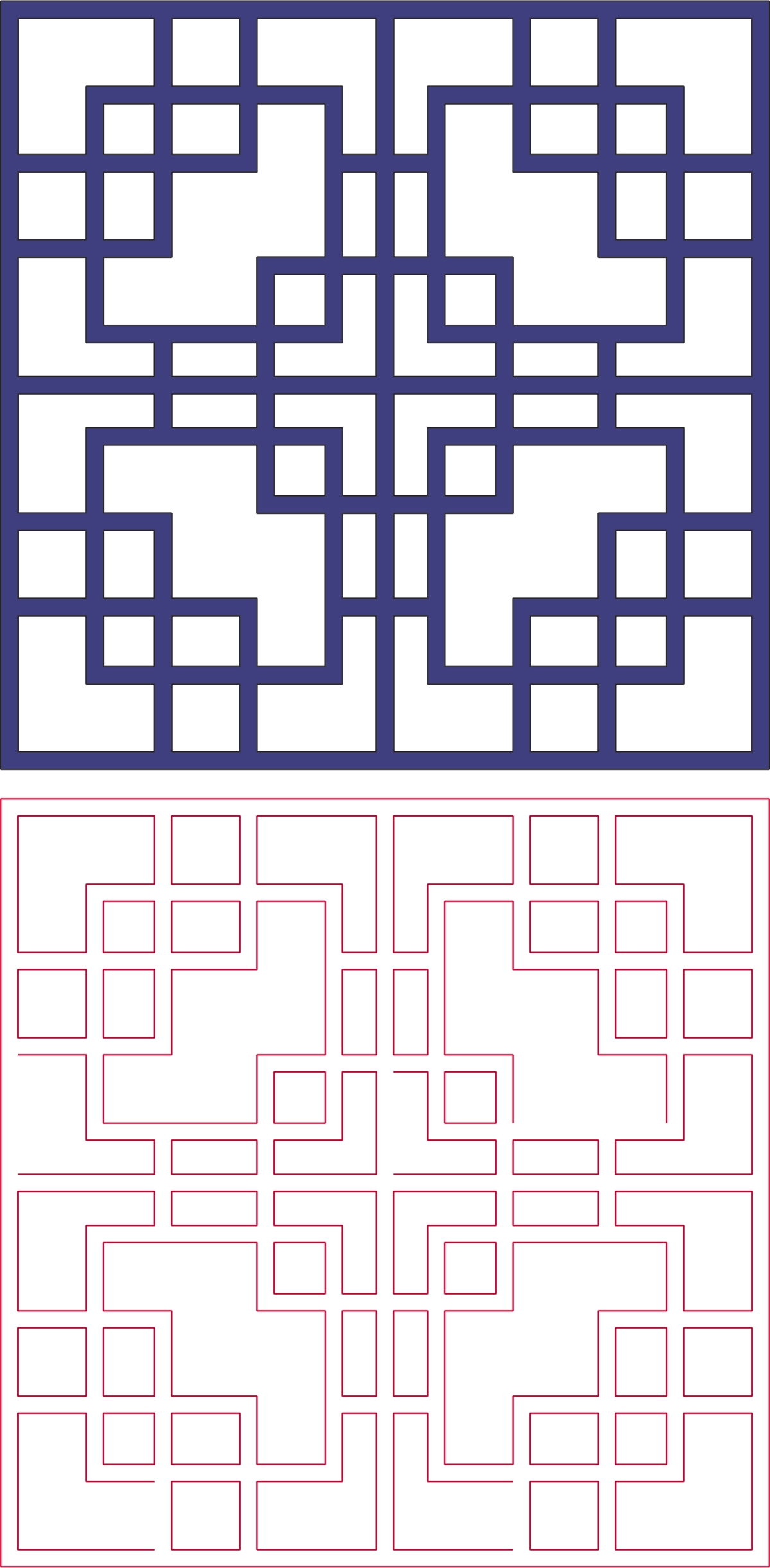 طرح وکتور طرح مربعی مناسب برای استفاده در دستگاه های cnc چوب و cnc لیزر - square pattern vector art dxf file