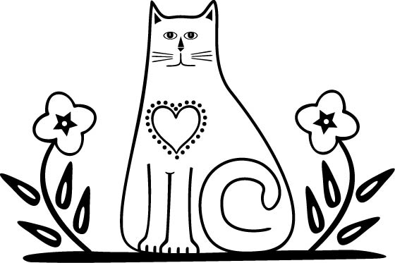 طرح گربه با گل‌ها مناسب برای استفاده در دستگاه های cnc چوب و cnc لیزر - cat with flowers eps file