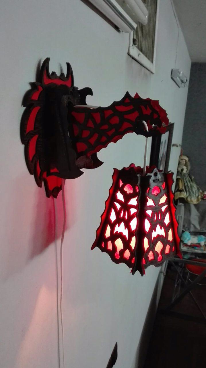 طرح چراغ اژدها ۳ میلی‌متری مناسب برای استفاده در دستگاه های cnc چوب و cnc لیزر - dragon lamp 3 mm cdr file