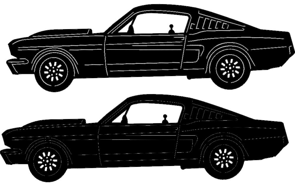 طرح ماشین کلاسیک ۱۶ مناسب برای استفاده در دستگاه های cnc چوب و cnc لیزر - classic car 16 dxf file