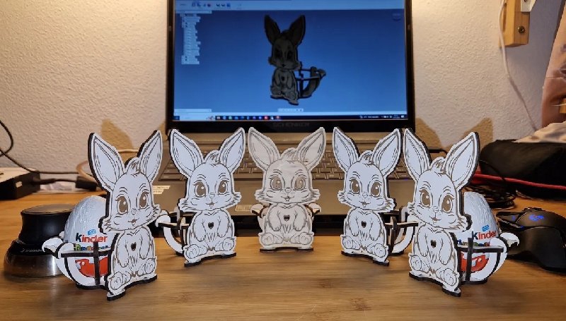 طرح خرگوش عید پاک مناسب برای استفاده در دستگاه های cnc چوب و cnc لیزر - laser cut easter bunny