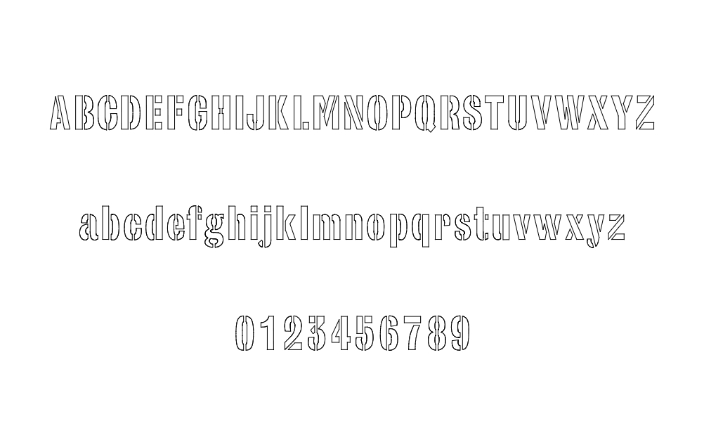 طرح فونت استنسیل ارتشی مناسب برای استفاده در دستگاه های cnc چوب و cnc لیزر - army stencil font dxf file