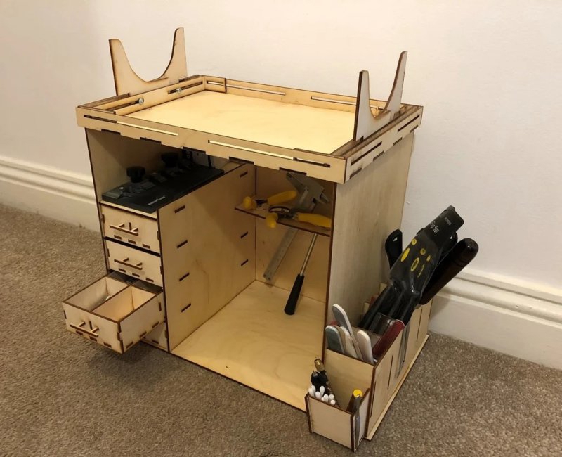 طرح مدل کابینت کارگاه مناسب برای استفاده در دستگاه های cnc چوب و cnc لیزر - laser cut model workshop cabinet dxf file