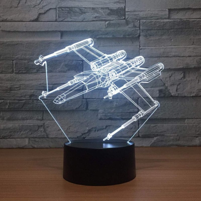 طرح چراغ توهم سه بعدی بال جنگ ستارگان مناسب برای استفاده در دستگاه های cnc چوب و cnc لیزر - laser cut star wars x wing 3d illusion lamp cdr file