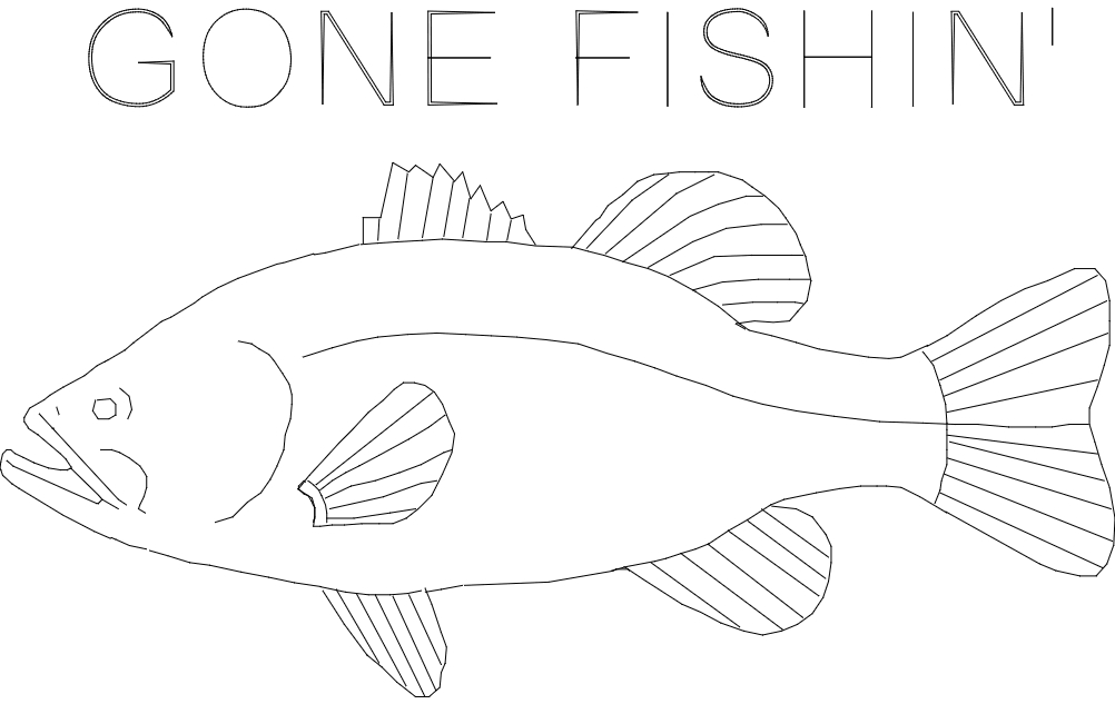 طرح ماهی باس در نهایی مناسب برای استفاده در دستگاه های cnc چوب و cnc لیزر - bass gone fish in final dxf file