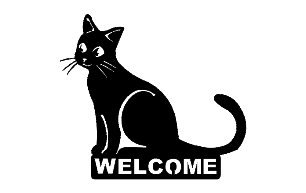 طرح خوشامدگویی گربه مناسب برای استفاده در دستگاه های cnc چوب و cnc لیزر - cat welcome dxf file