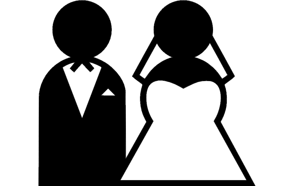 طرح کلیپ آرت عروس و داماد مناسب برای استفاده در دستگاه های cnc چوب و cnc لیزر - bride and groom clipart dxf file