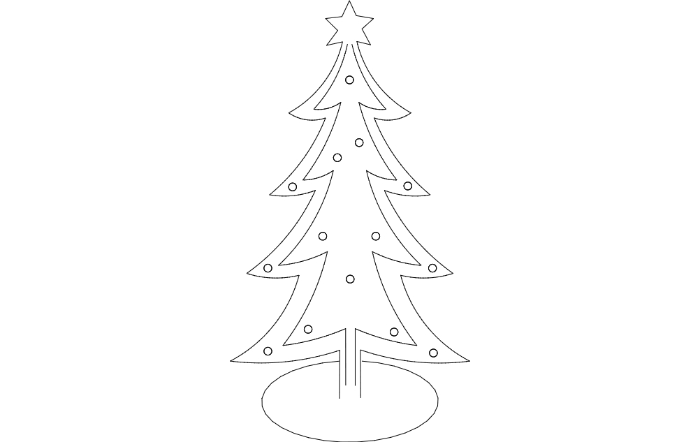 طرح درخت کریسمس مناسب برای استفاده در دستگاه های cnc چوب و cnc لیزر - christmas tree dxf file