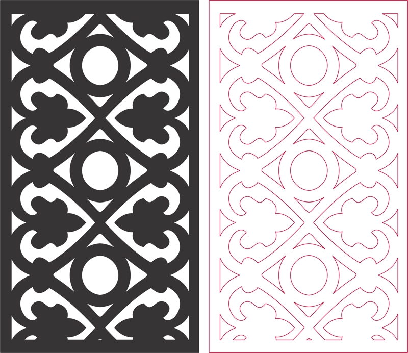 طرح حکاکی شده پارتیشن مناسب برای استفاده در دستگاه های cnc چوب و cnc لیزر - partition screen carved pattern dxf file
