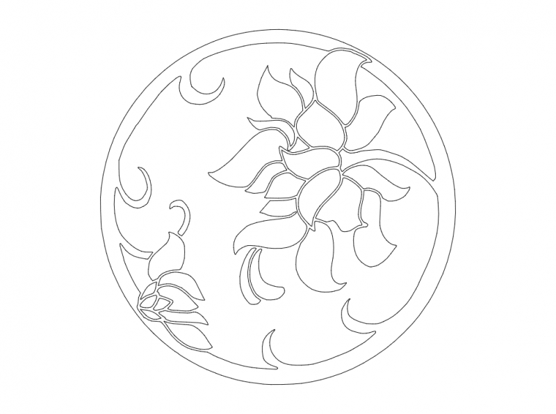 طرح گل های گرد مناسب برای استفاده در دستگاه های cnc چوب و cnc لیزر - flowers round dxf file