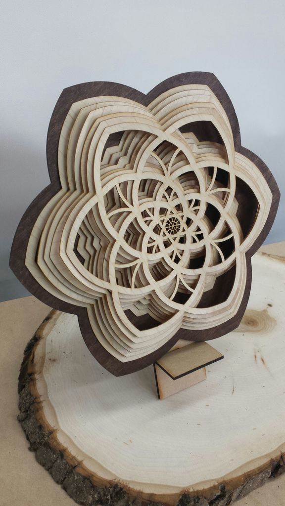 طرح مجسمه های چوبی لایه باز گل مناسب برای استفاده در دستگاه های cnc چوب و cnc لیزر - layered wooden sculptures flower dxf file