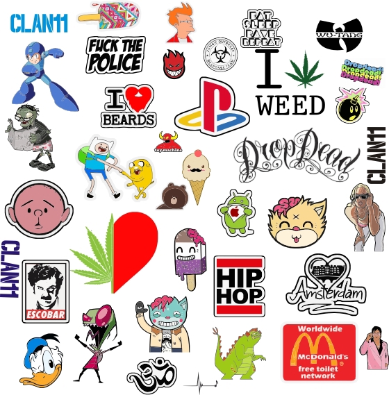 طرح برچسب بمب گذاری مناسب برای استفاده در دستگاه های cnc چوب و cnc لیزر - sticker bombing cdr file