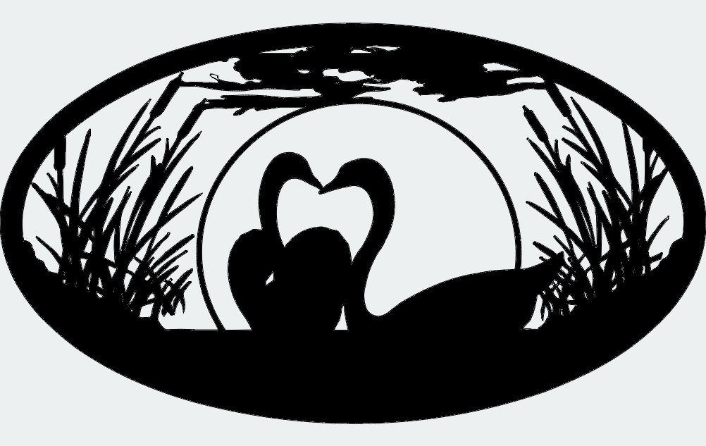 طرح جفت قو مناسب برای استفاده در دستگاه های cnc چوب و cnc لیزر - swan pair dxf file