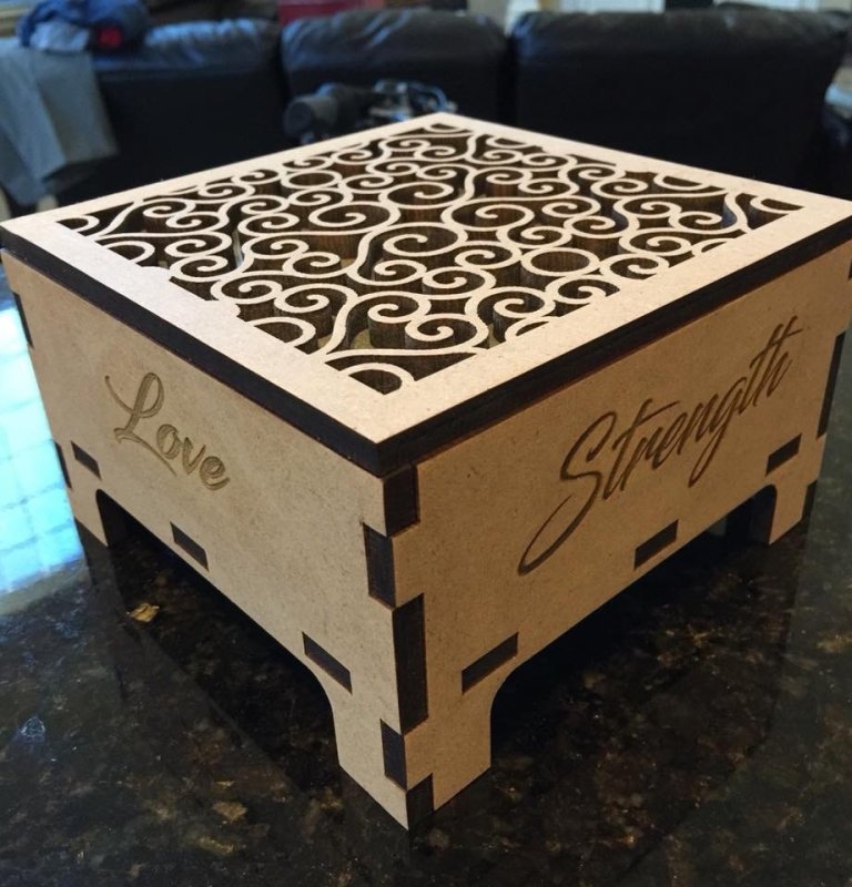 طرح جعبه تزئینی با ضخامت 3 میلی‌متر مناسب برای استفاده در دستگاه های cnc چوب و cnc لیزر - laser cut decorative box 3mm cdr file