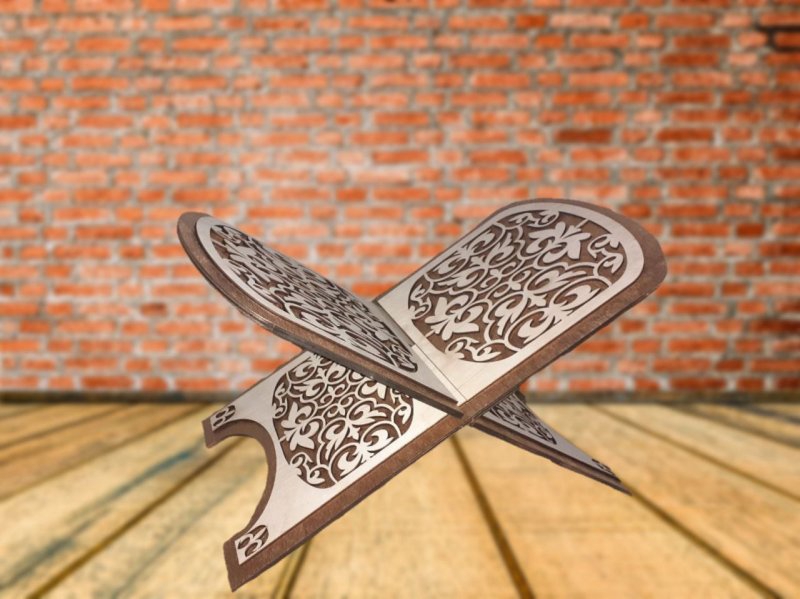 طرح جا قرآنی چوبی تزئینی مناسب برای استفاده در دستگاه های cnc چوب و cnc لیزر - laser cut decorative wooden quran holder