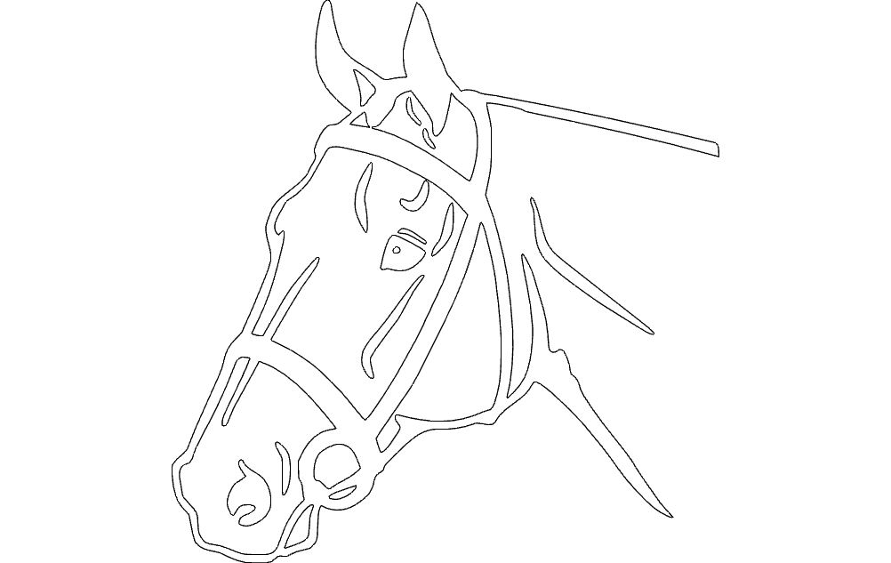 طرح سیلوئت با جزئیات سر اسب مناسب برای استفاده در دستگاه های cnc چوب و cnc لیزر - horse head detailed silhouette dxf file