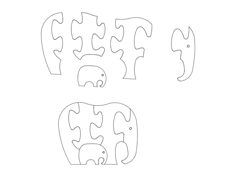 طرح پازل فیل مناسب برای استفاده در دستگاه های cnc چوب و cnc لیزر - Design and vector for CNC machine