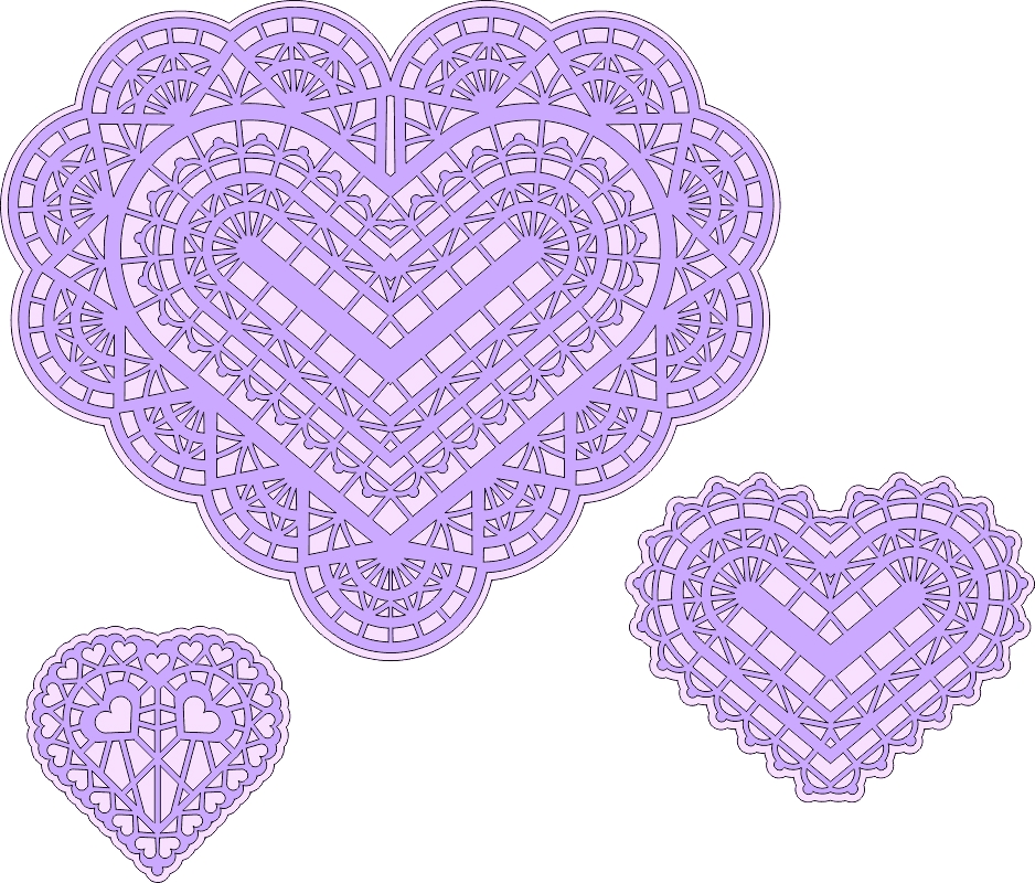 طرح سه قلب مناسب برای استفاده در دستگاه های cnc چوب و cnc لیزر - three hearts cdr file